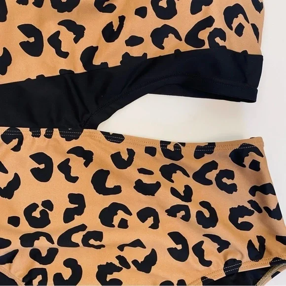 DKNY Cutout Leopard One-Shoulder Swimsuit Size 16 - Picture 8 of 8